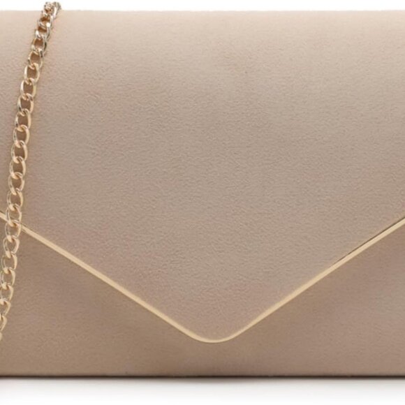 Women Faux Suede Evening Clutch Bag Formal Party Purse Wedding Prom - Picture 1 of 6